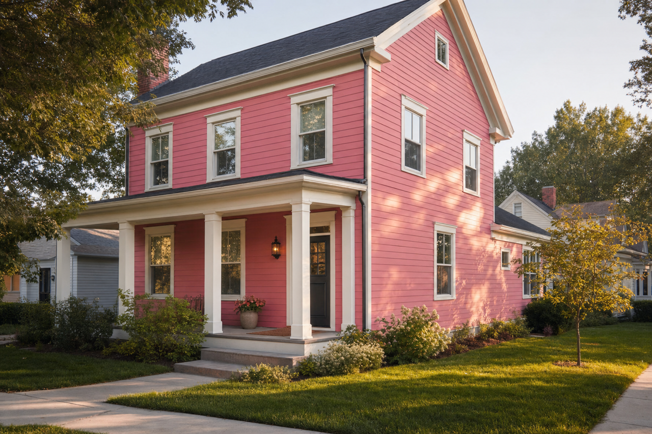 Pink Flamingo by Sherwin-Williams on exterior