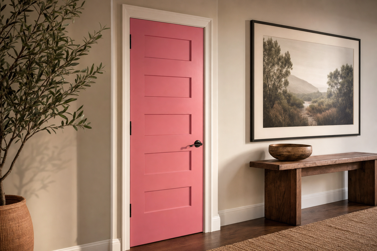 Pink Flamingo by Sherwin-Williams on interior-doors
