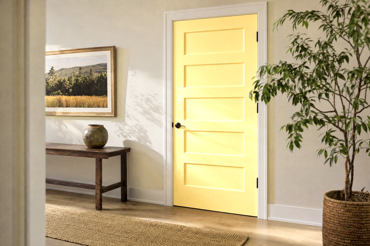 Venetian Yellow by Sherwin-Williams on interior-doors