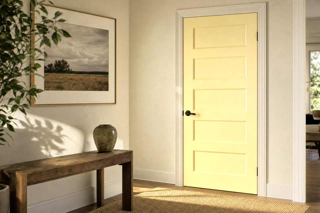Icy Lemonade by Sherwin-Williams on interior-doors