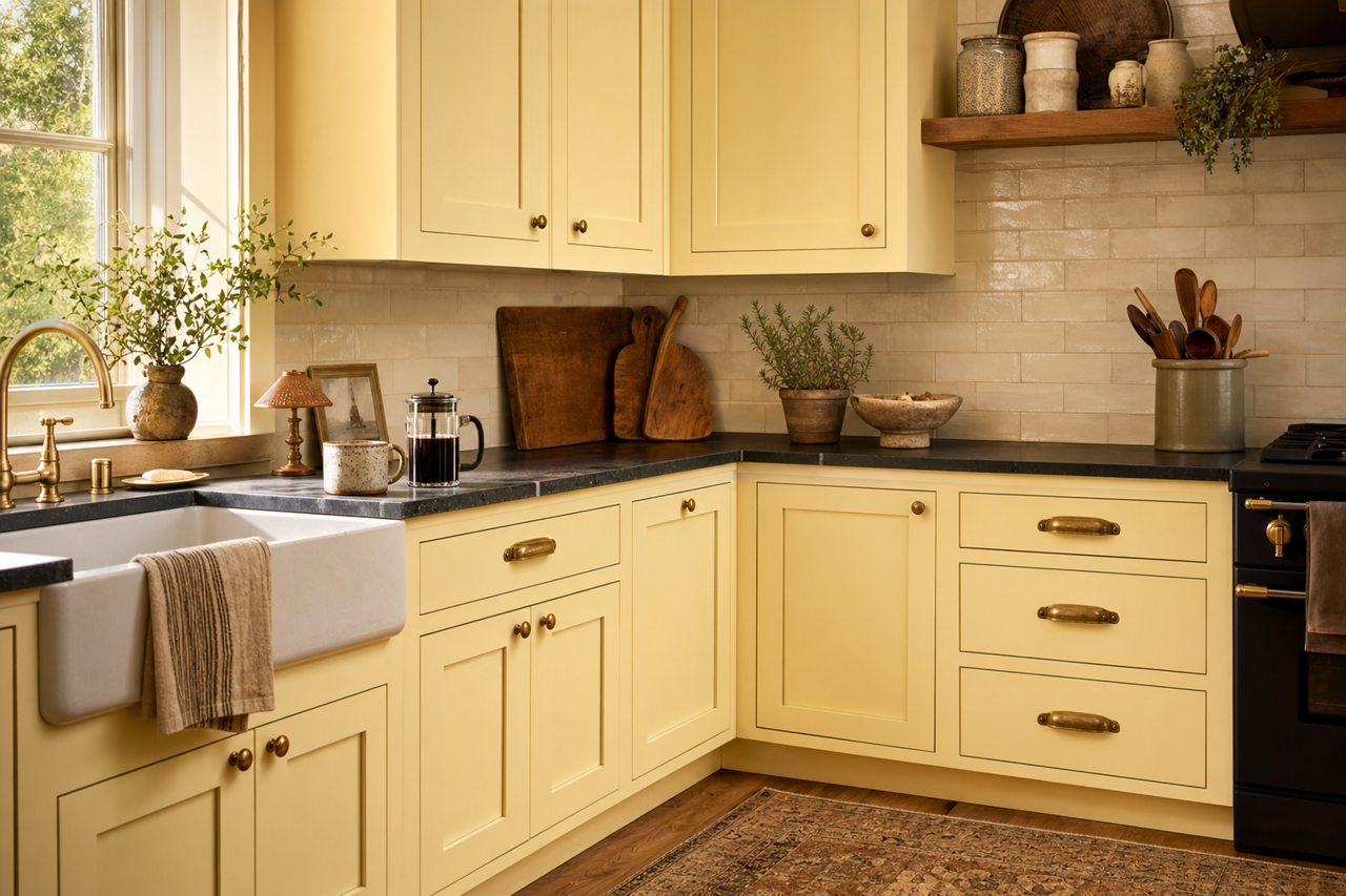 Pineapple Cream by Sherwin-Williams on cabinets