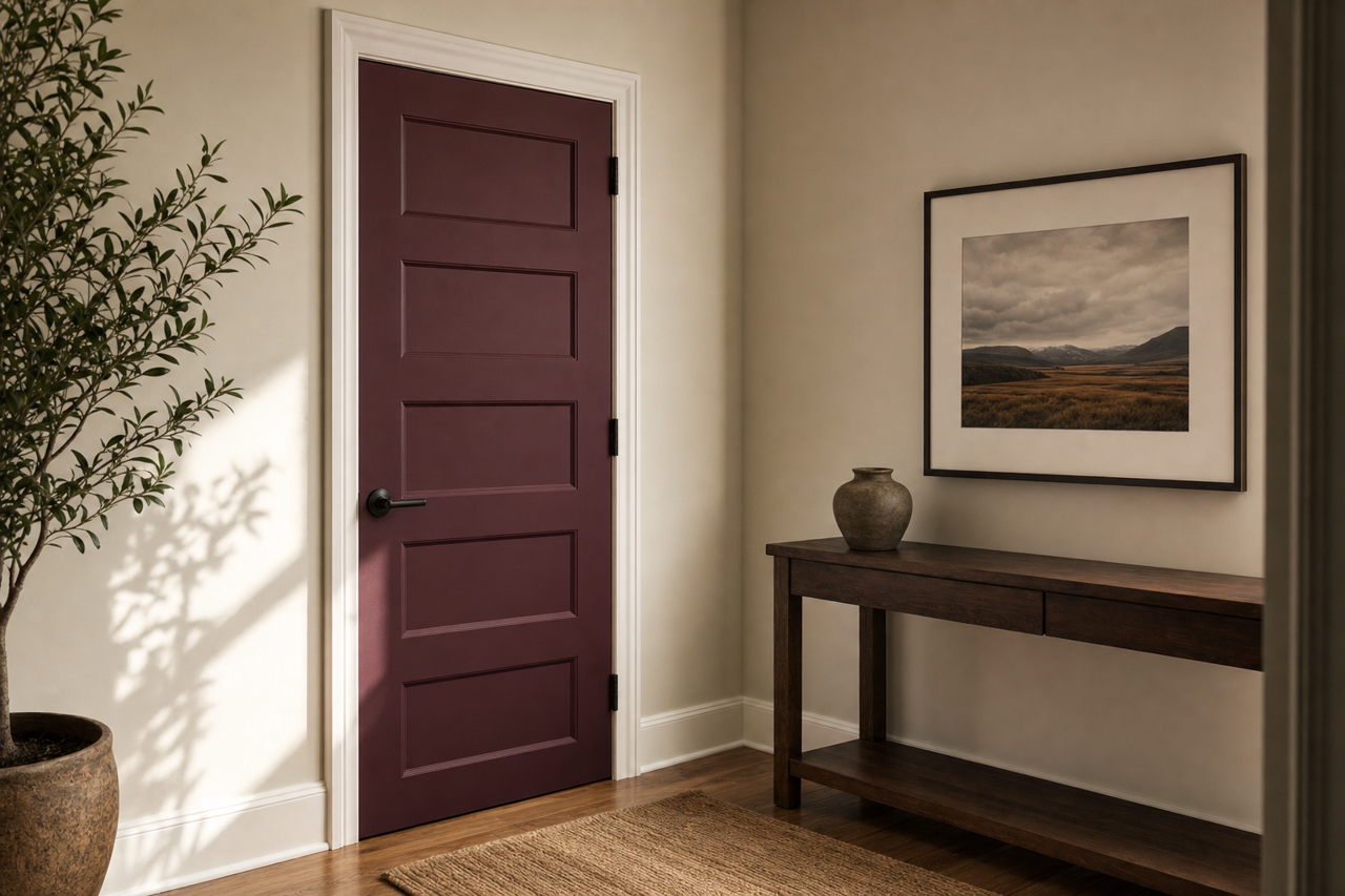 Merlot by Sherwin-Williams on interior-doors