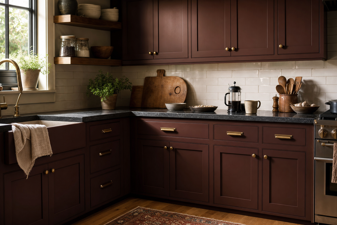 Rockweed by Sherwin-Williams on cabinets