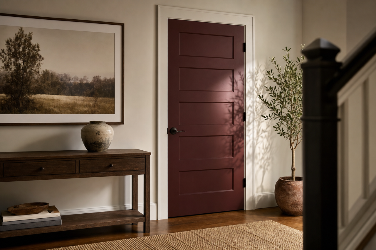 Rookwood Dark Red by Sherwin-Williams on interior-doors