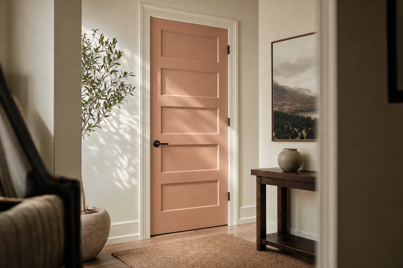 Renwick Rose Beige by Sherwin-Williams on interior-doors