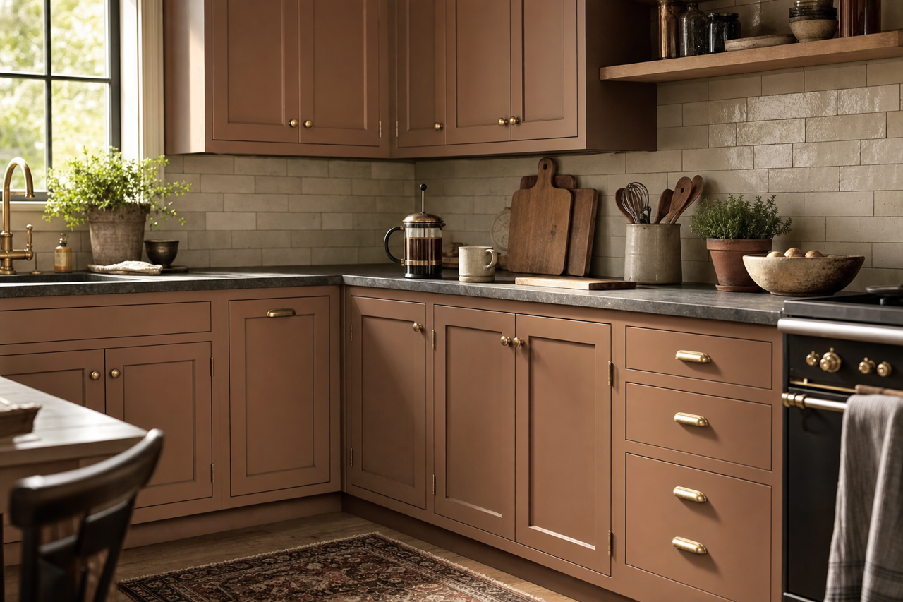 Rookwood Brown by Sherwin-Williams on cabinets