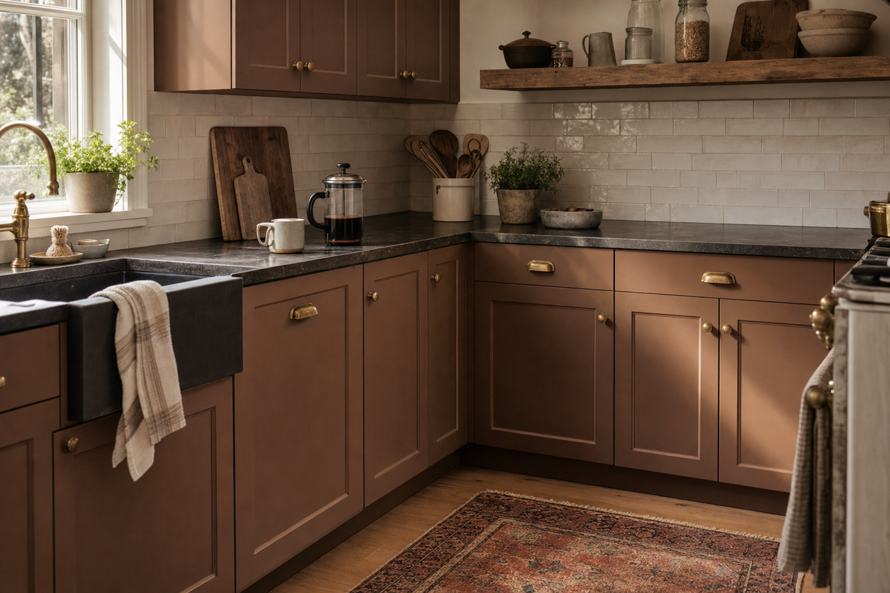 Rookwood Medium Brown by Sherwin-Williams on cabinets