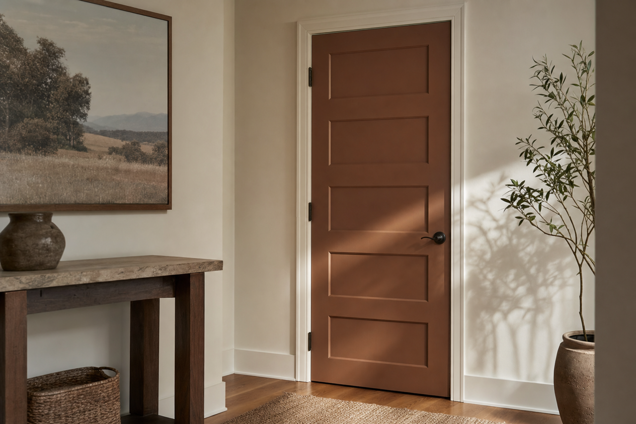 Rookwood Medium Brown by Sherwin-Williams on interior-doors
