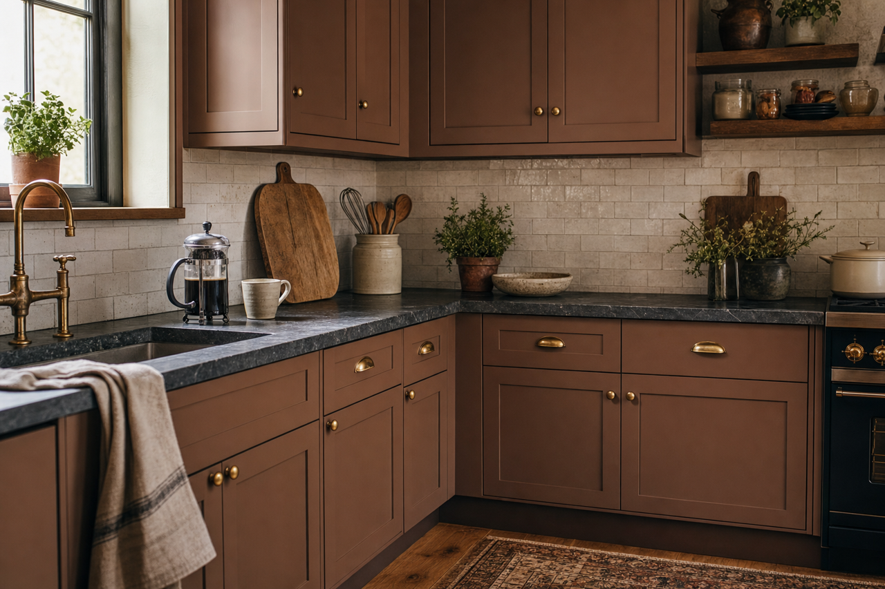 Rookwood Dark Brown by Sherwin-Williams on cabinets