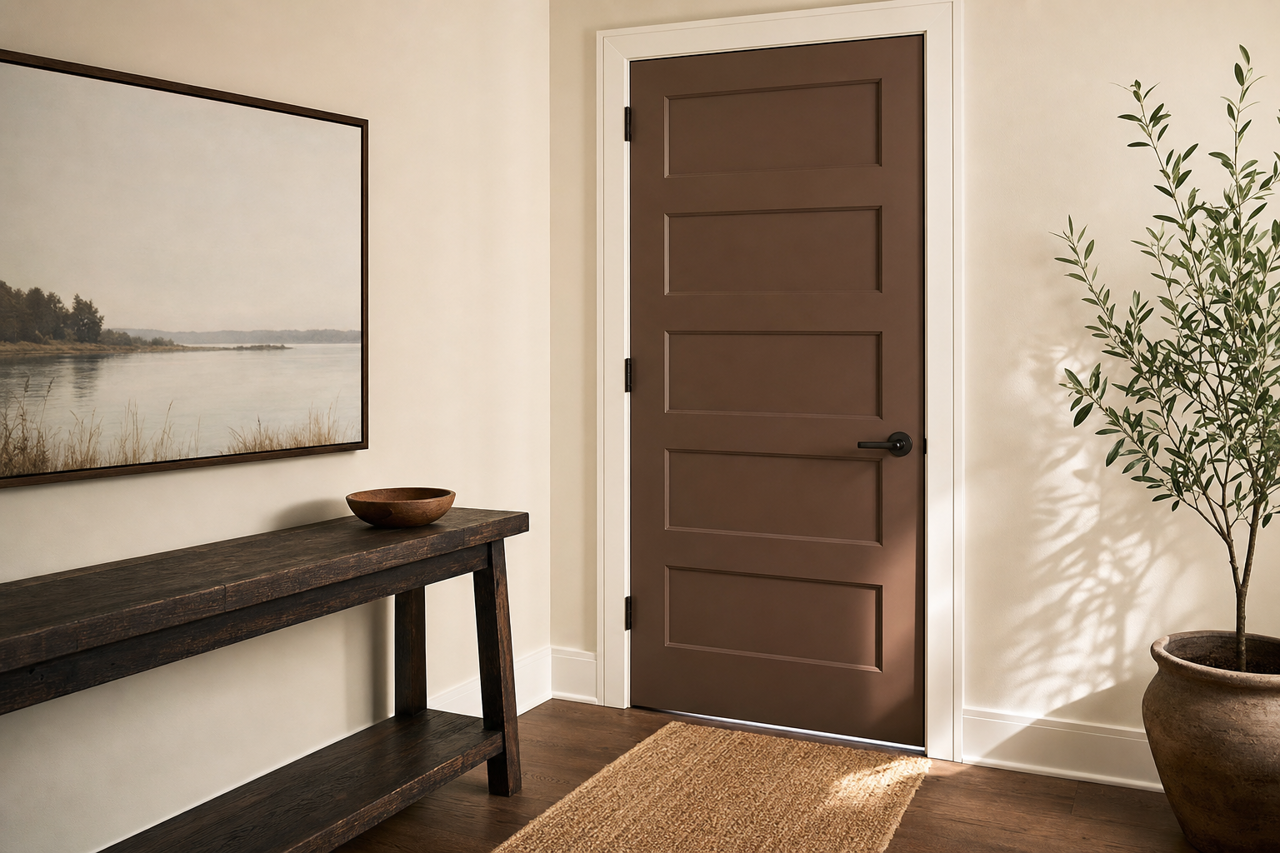 Rookwood Dark Brown by Sherwin-Williams on interior-doors