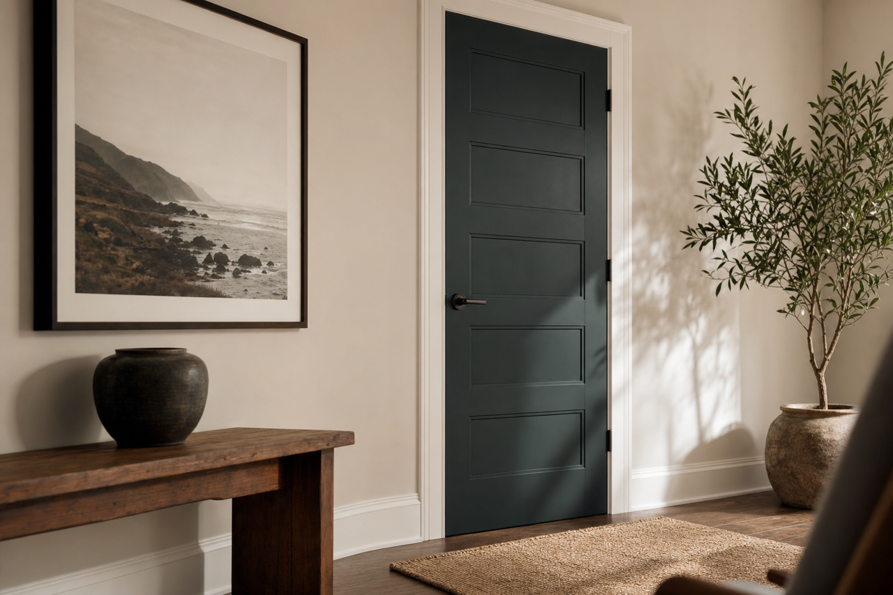 Rookwood Shutter Green by Sherwin-Williams on interior-doors