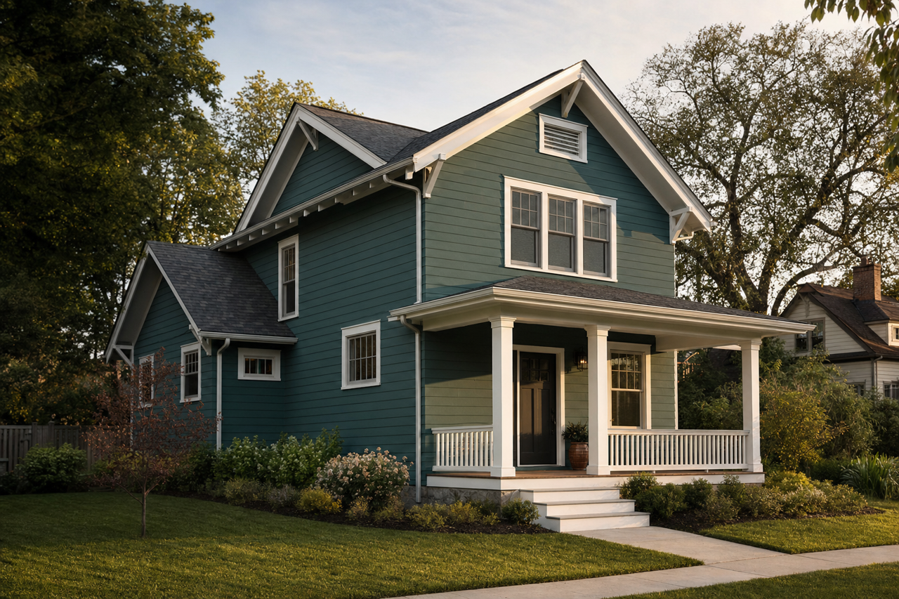 Rookwood Sash Green by Sherwin-Williams on exterior