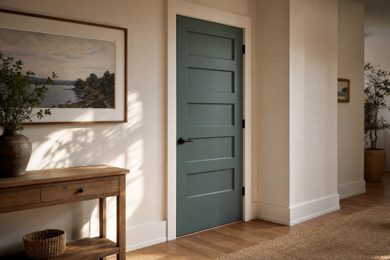 Rookwood Sash Green by Sherwin-Williams on interior-doors