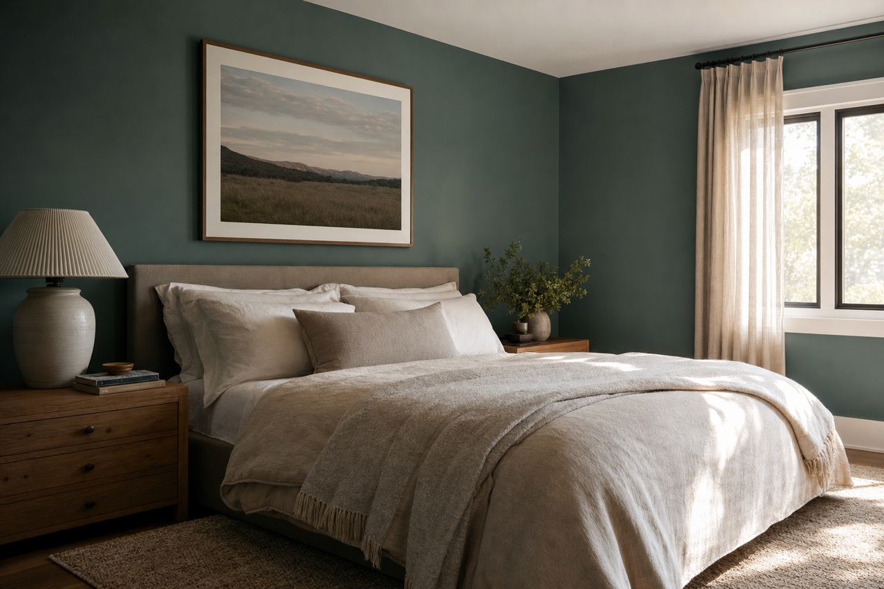 Rookwood Sash Green by Sherwin-Williams on interiors