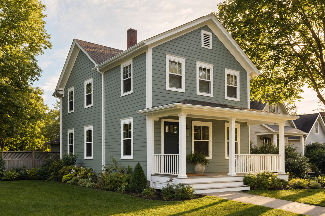 Rookwood Blue Green by Sherwin-Williams on exterior