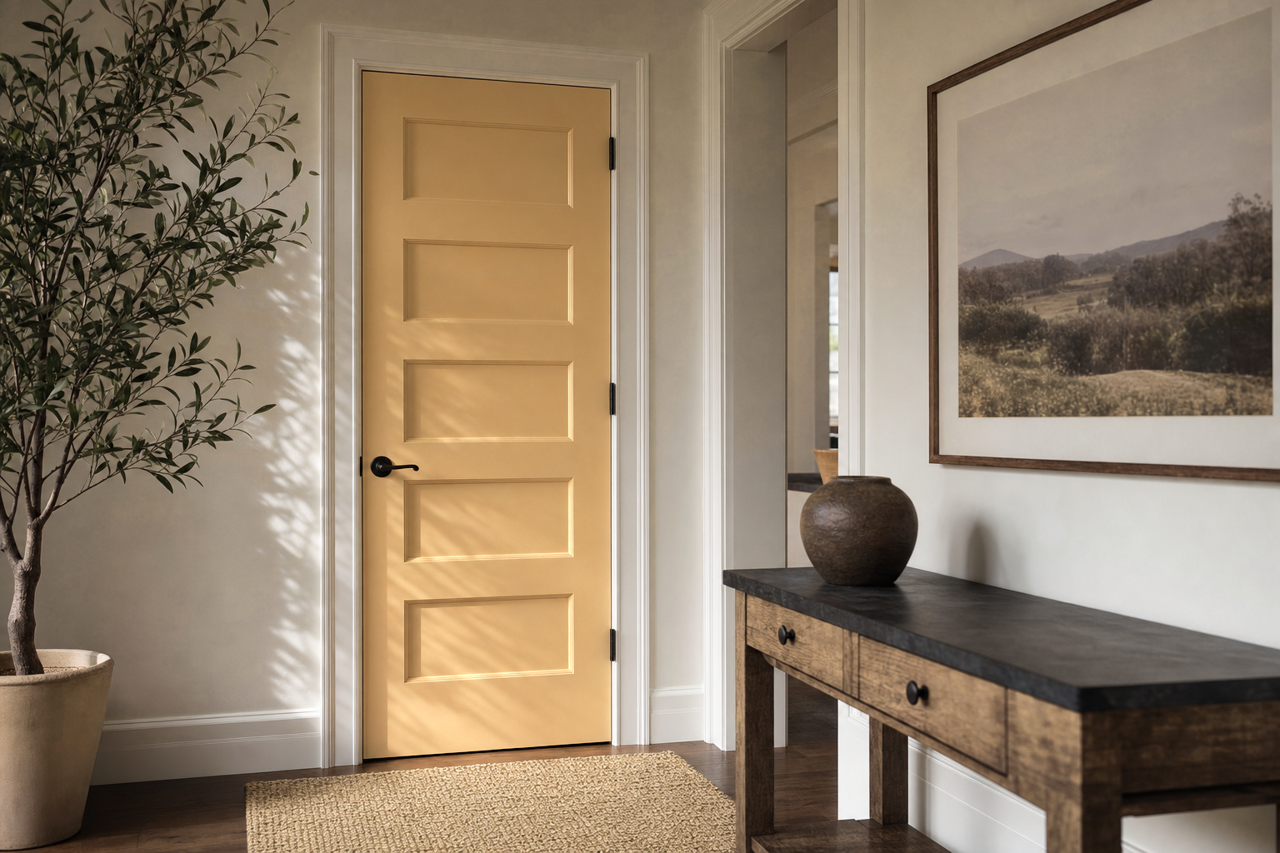 Downing Straw by Sherwin-Williams on interior-doors