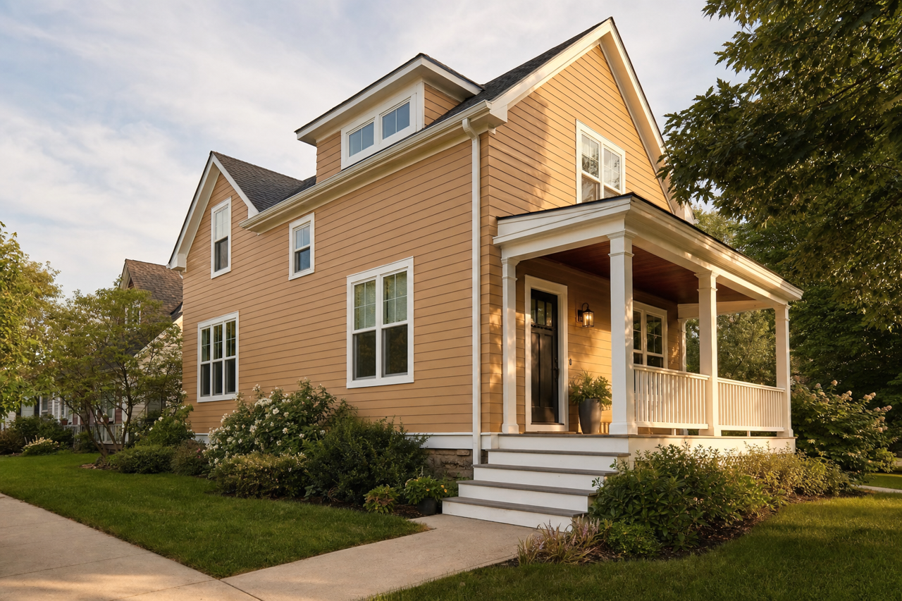 Rookwood Antique Gold by Sherwin-Williams on exterior