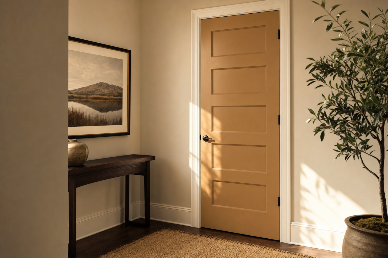 Rookwood Antique Gold by Sherwin-Williams on interior-doors