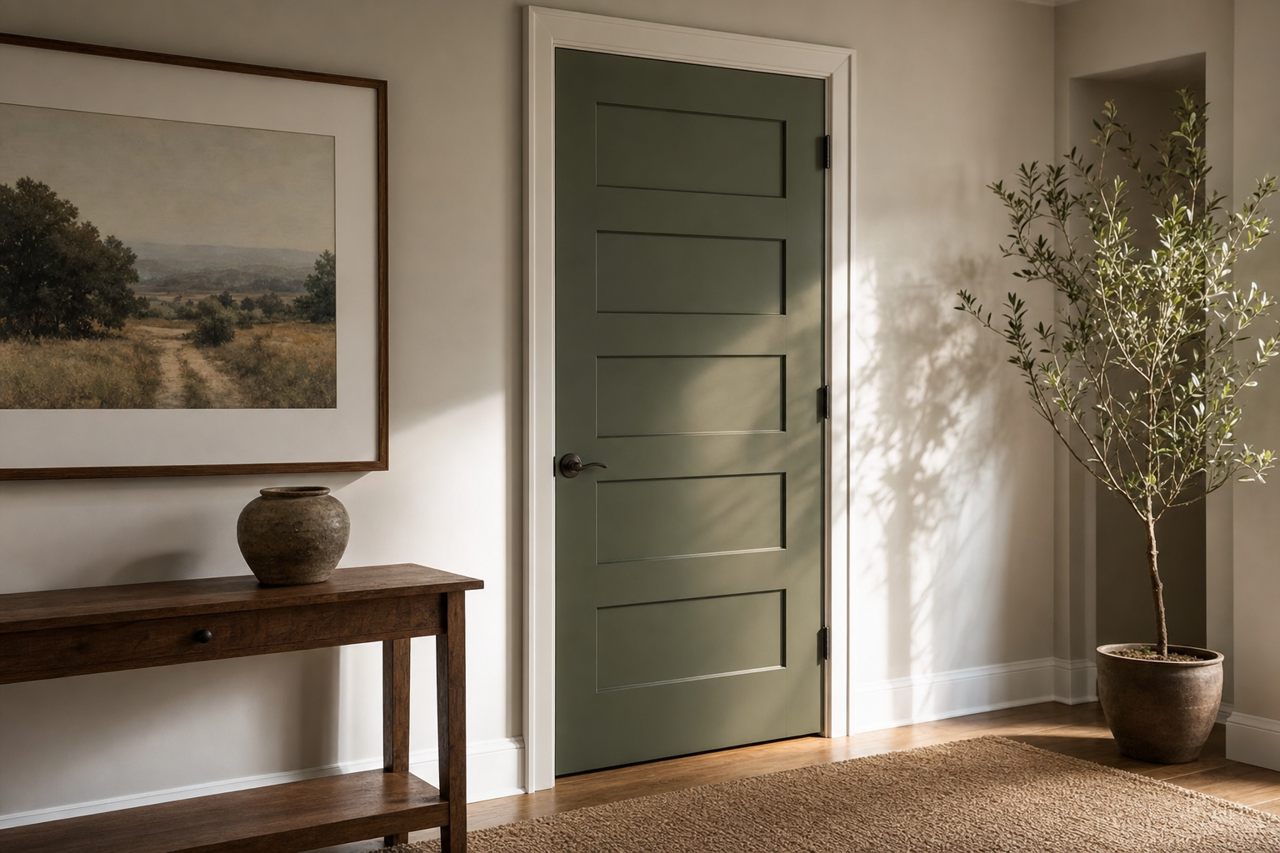 Rookwood Dark Green by Sherwin-Williams on interior-doors