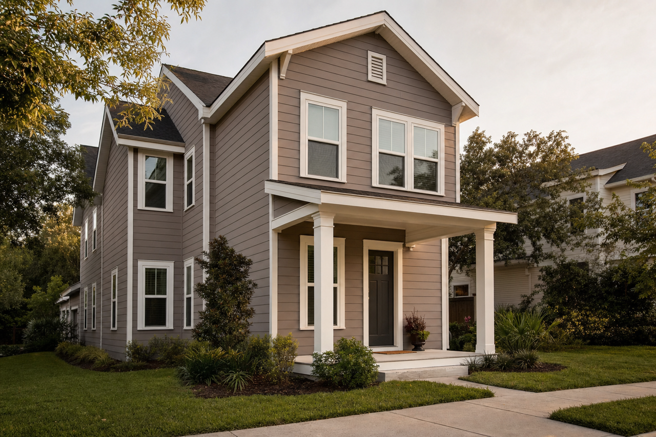 Renwick Heather by Sherwin-Williams on exterior