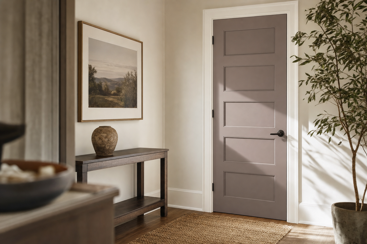 Renwick Heather by Sherwin-Williams on interior-doors