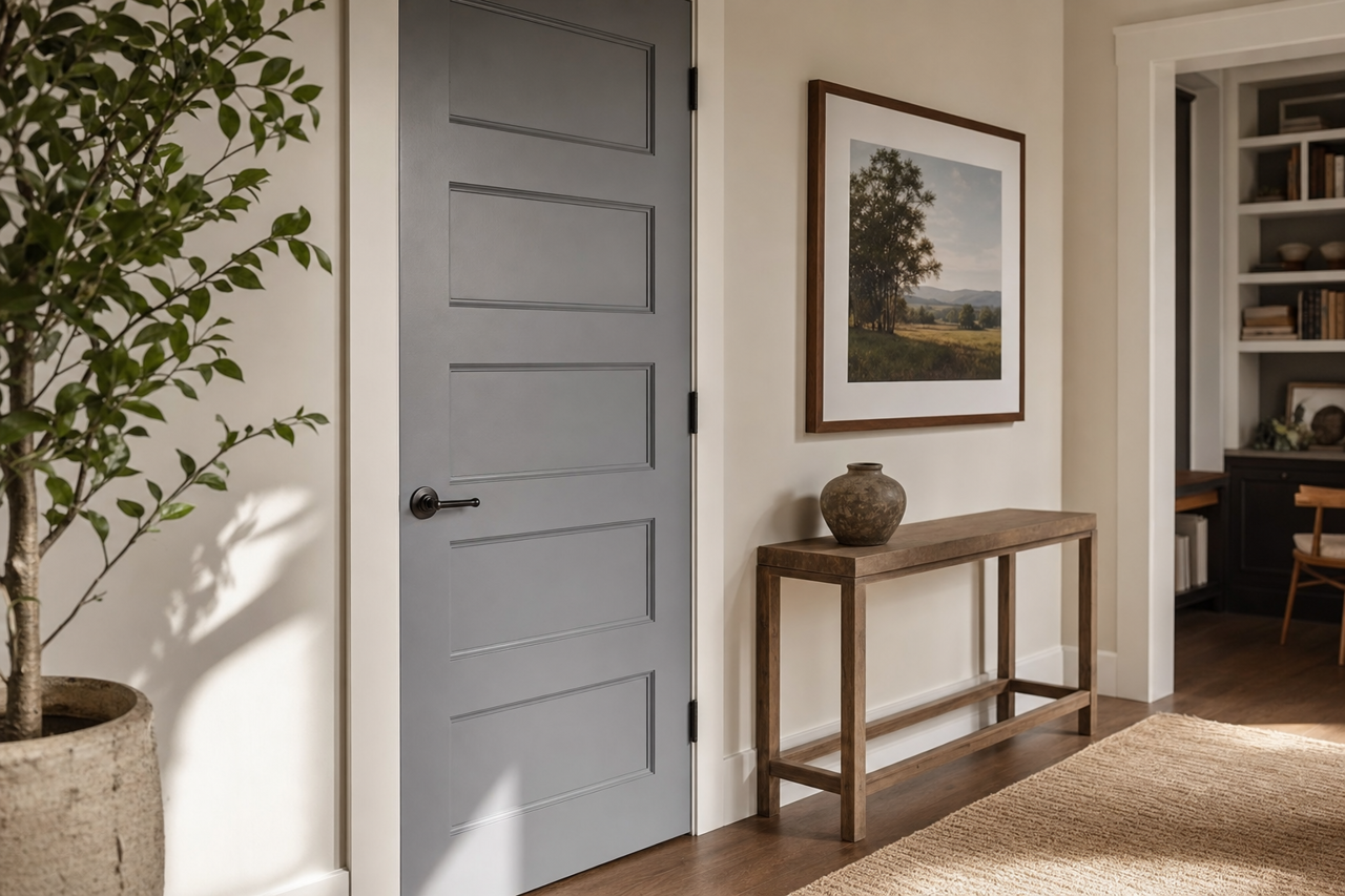 Downing Slate by Sherwin-Williams on interior-doors