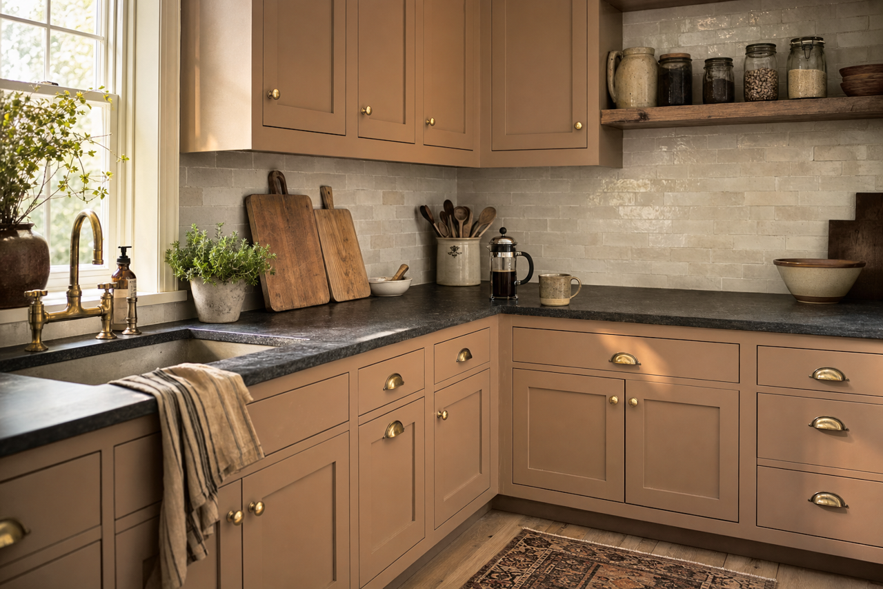 Rookwood Clay by Sherwin-Williams on cabinets
