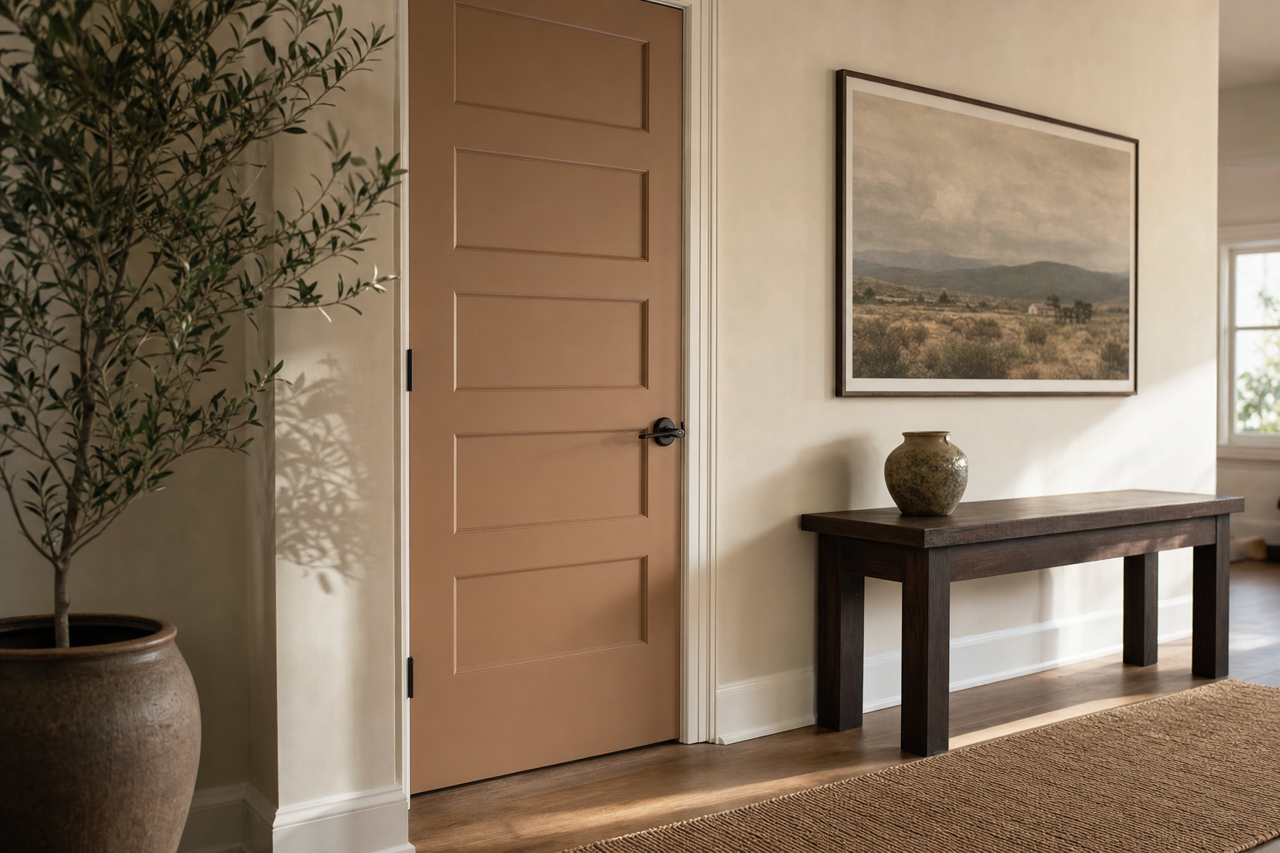 Rookwood Clay by Sherwin-Williams on interior-doors
