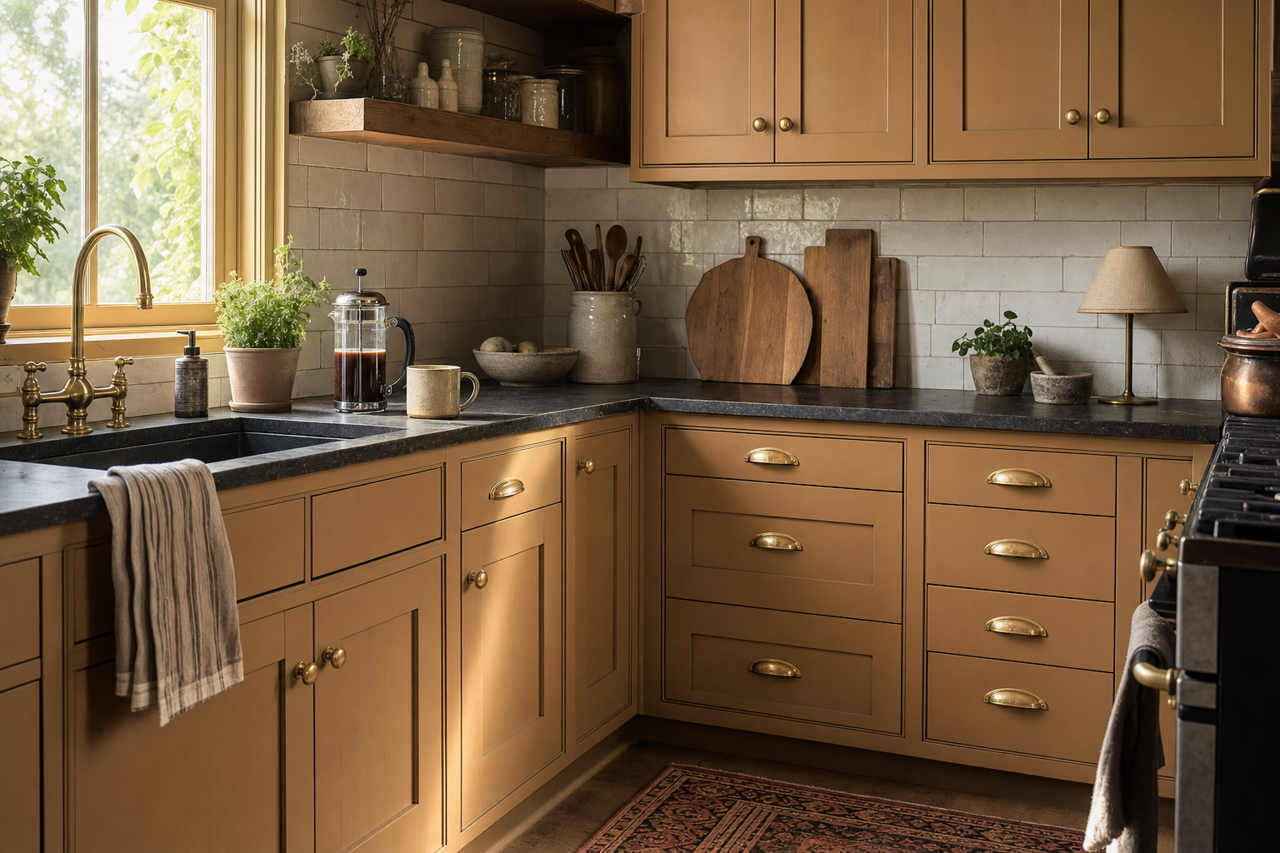 Renwick Golden Oak by Sherwin-Williams on cabinets