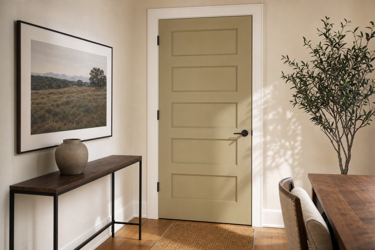 Colonial Revival Green Stone by Sherwin-Williams on interior-doors