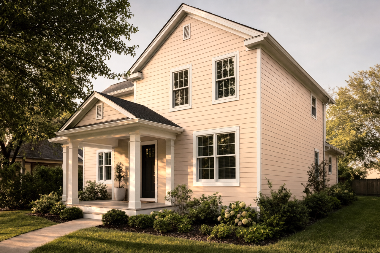 Colonial Revival Tan by Sherwin-Williams on exterior