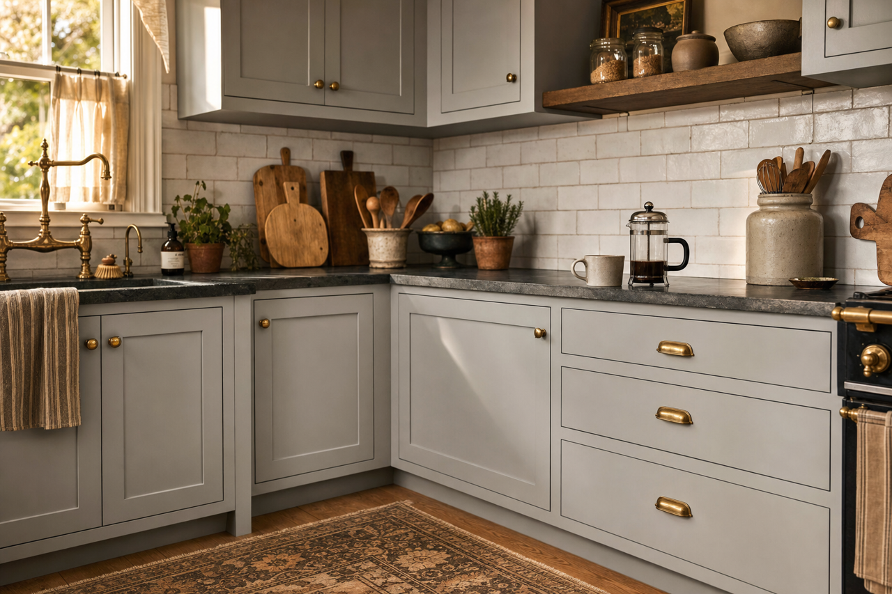 Colonial Revival Gray by Sherwin-Williams on cabinets