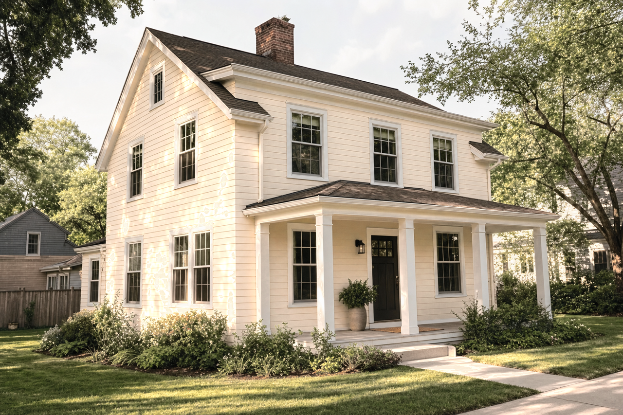 Roycroft Vellum by Sherwin-Williams on exterior