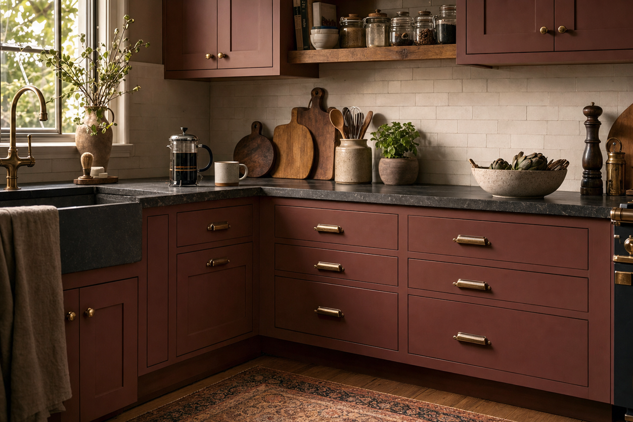 Aurora Brown by Sherwin-Williams on cabinets