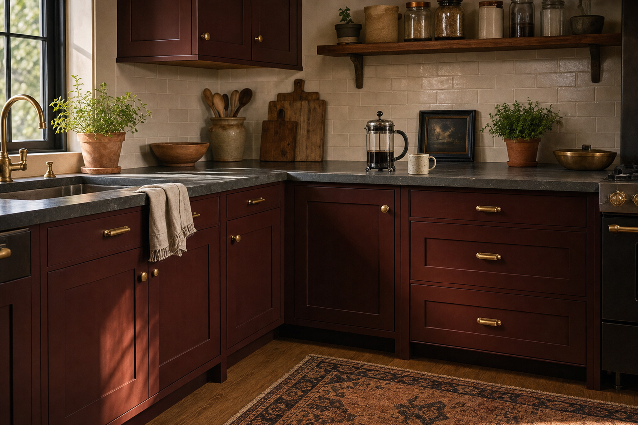 Polished Mahogany by Sherwin-Williams on cabinets