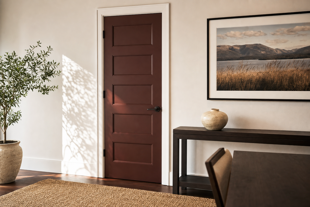 Polished Mahogany by Sherwin-Williams on interior-doors