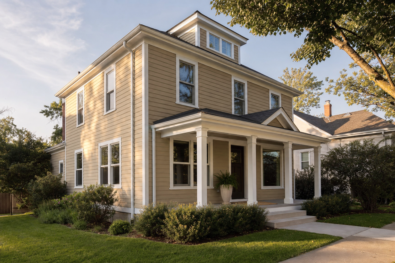 Roycroft Suede by Sherwin-Williams on exterior