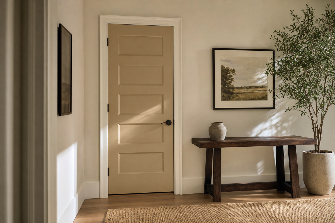 Roycroft Suede by Sherwin-Williams on interior-doors