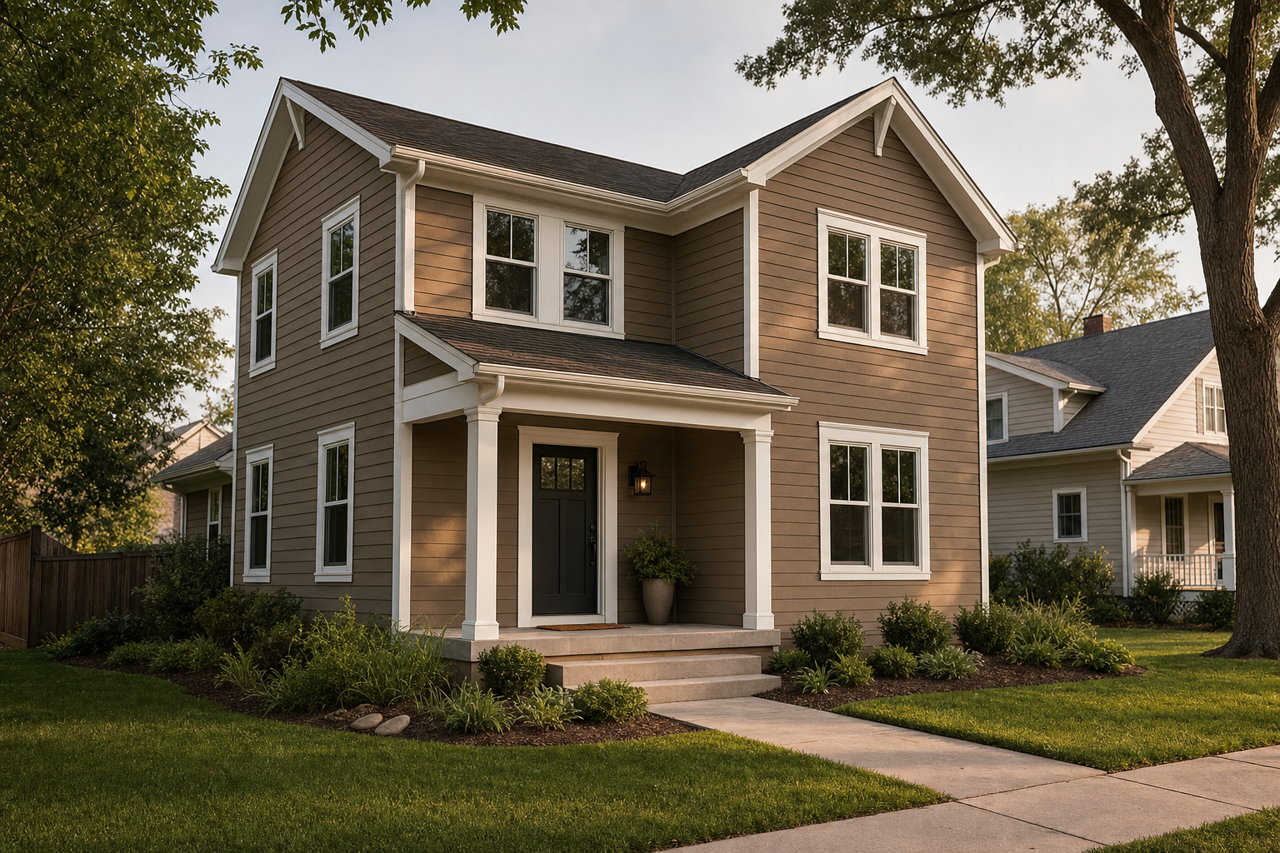 Roycroft Brass by Sherwin-Williams on exterior