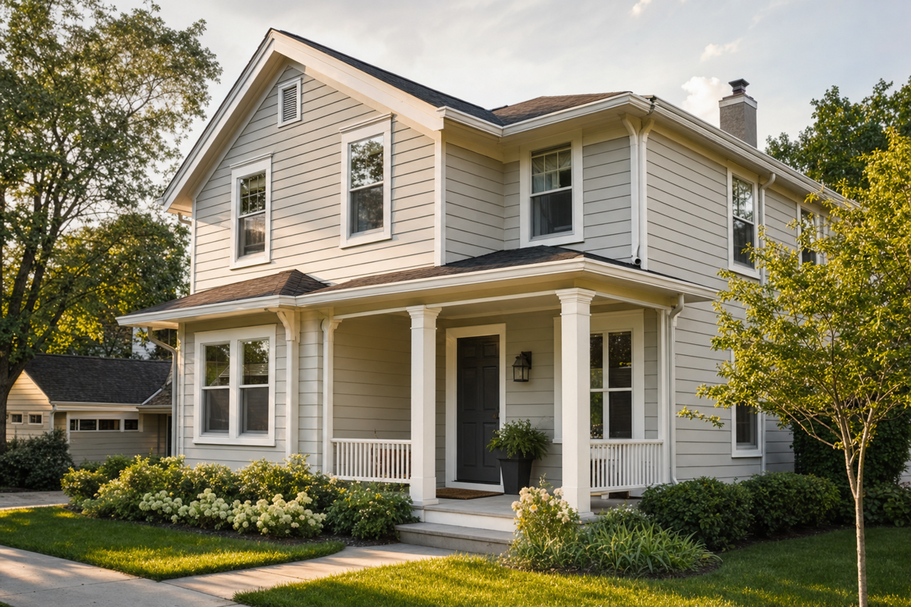 Roycroft Mist Gray by Sherwin-Williams on exterior