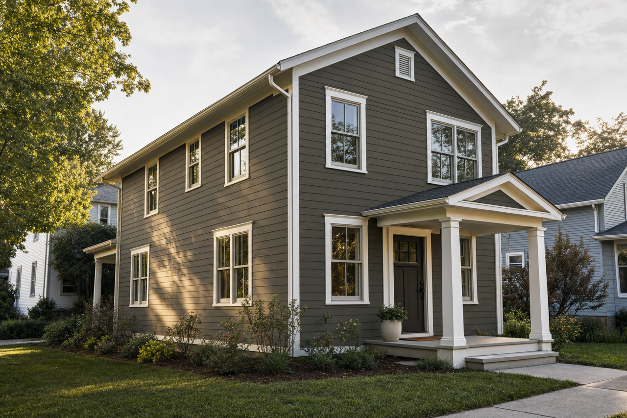 Roycroft Bronze Green by Sherwin-Williams on exterior