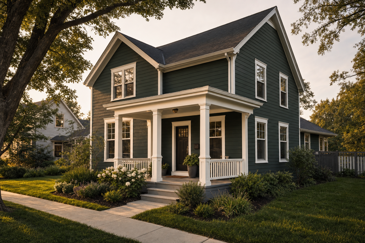Roycroft Bottle Green by Sherwin-Williams on exterior