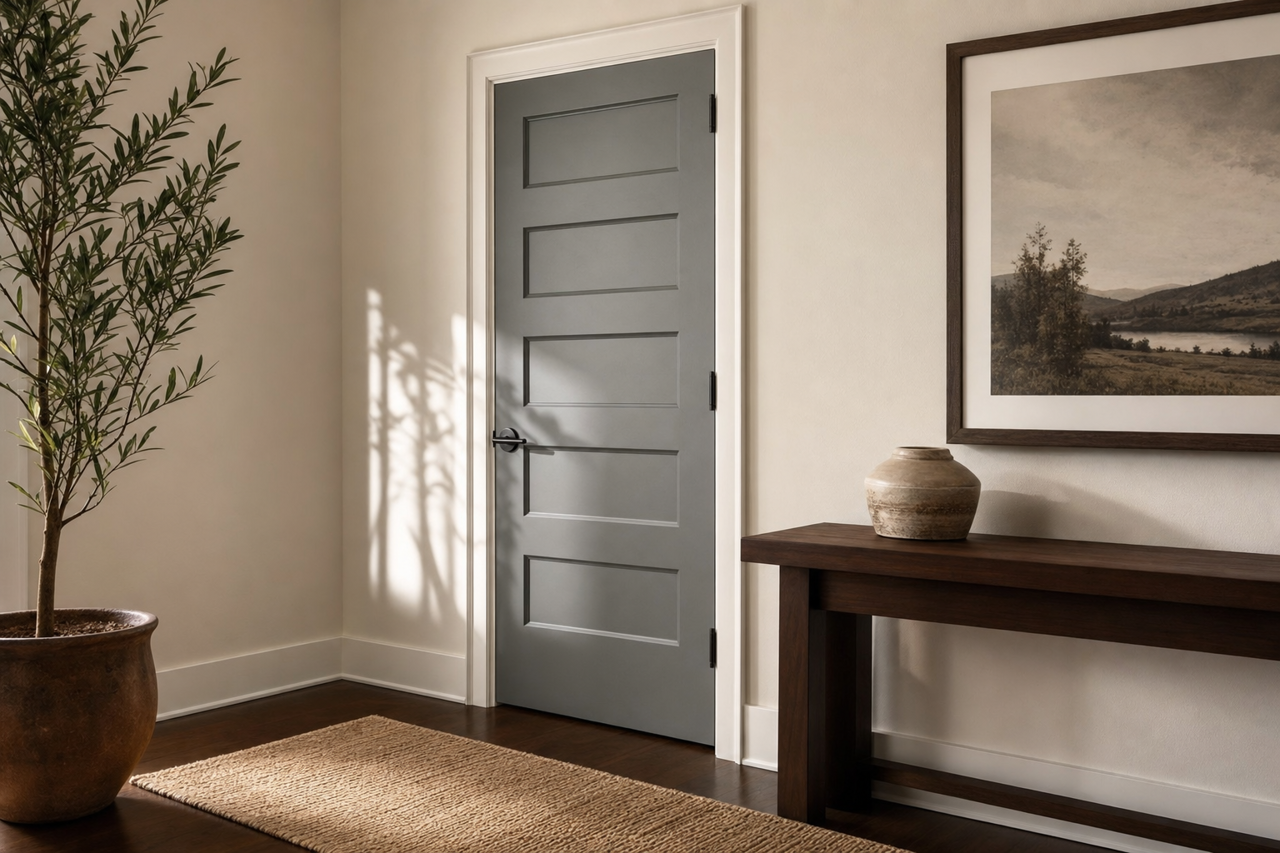 Roycroft Pewter by Sherwin-Williams on interior-doors
