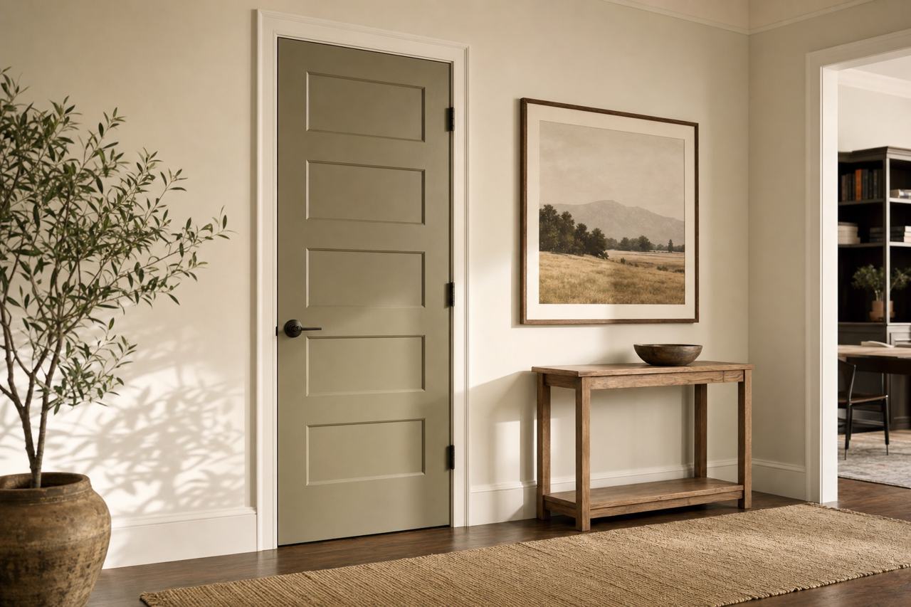 Sage Green Light by Sherwin-Williams on interior-doors