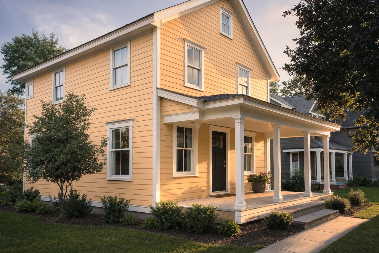 New Colonial Yellow by Sherwin-Williams on exterior
