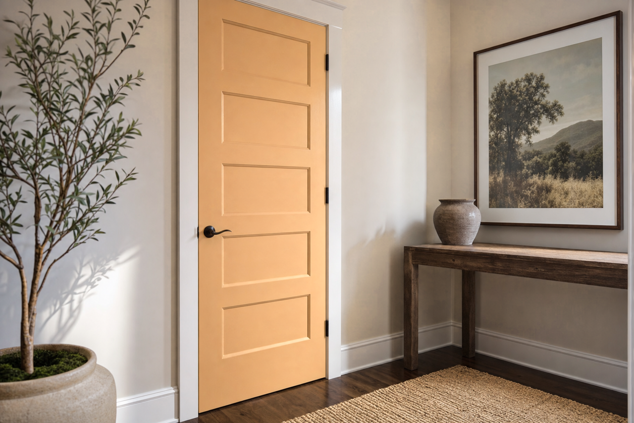 New Colonial Yellow by Sherwin-Williams on interior-doors