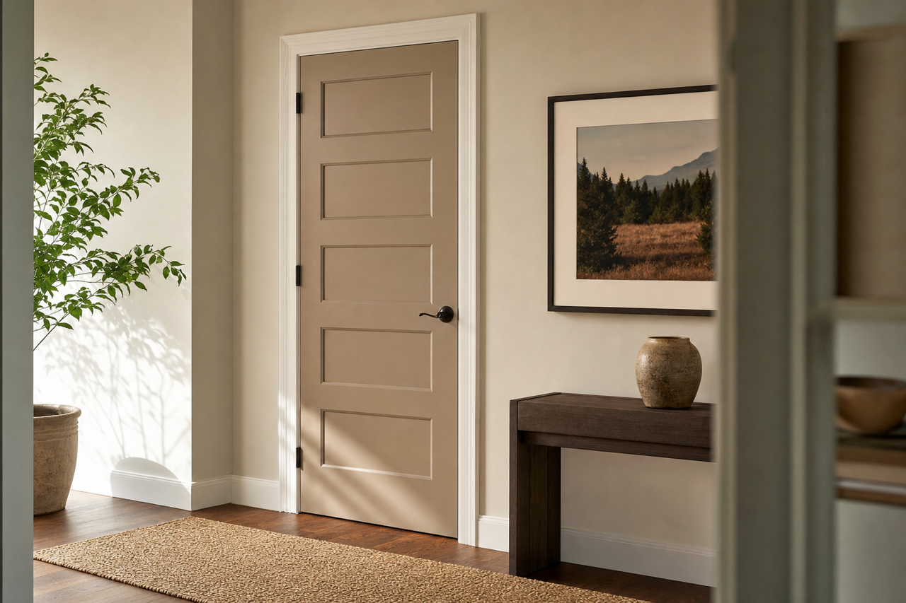 Sycamore Tan by Sherwin-Williams on interior-doors