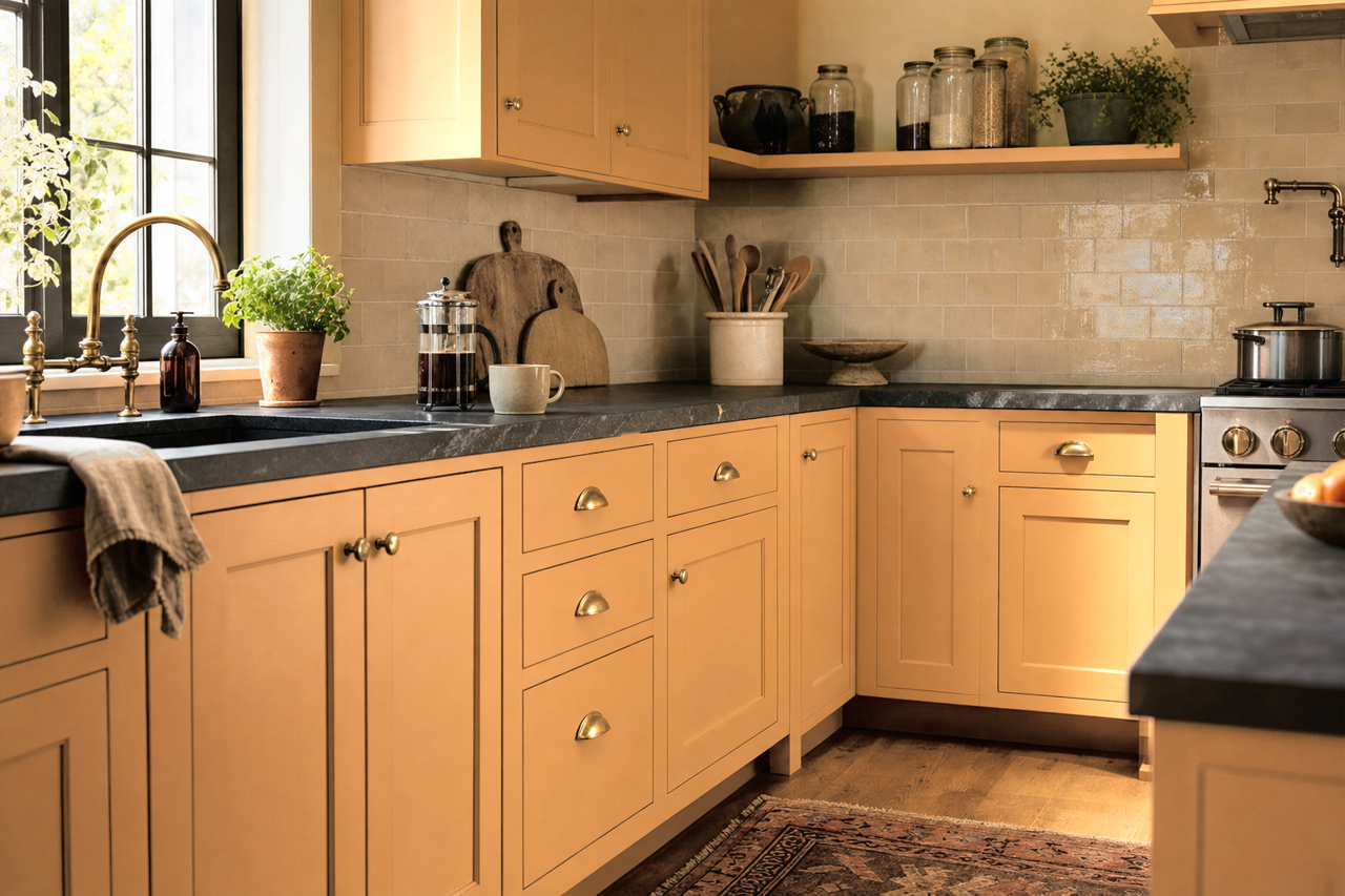 Harvest Gold by Sherwin-Williams on cabinets