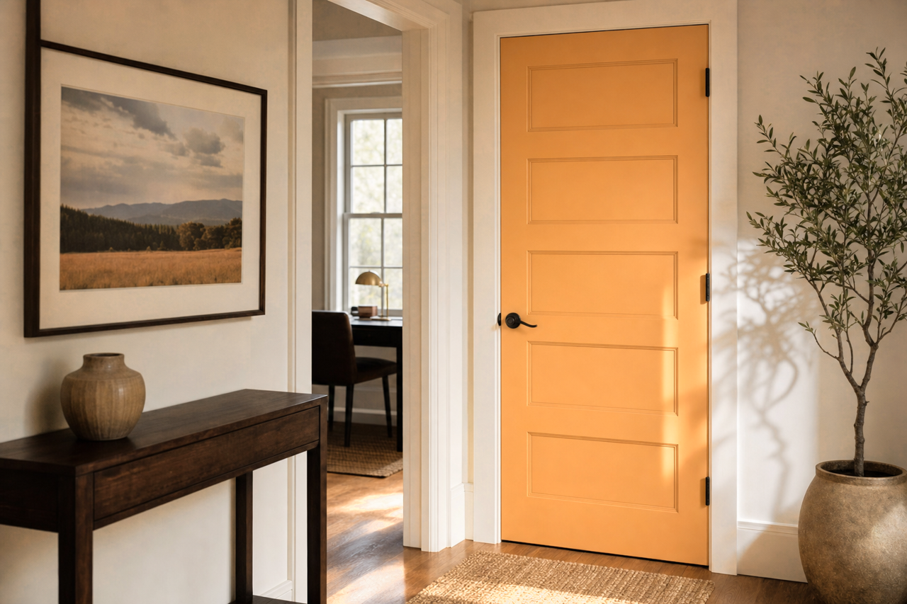 Harvest Gold by Sherwin-Williams on interior-doors