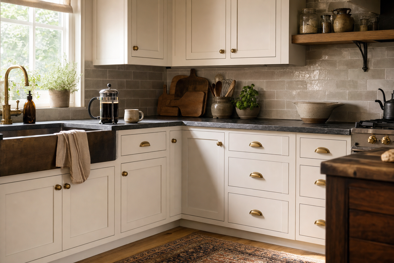 Snowfall by Sherwin-Williams on cabinets
